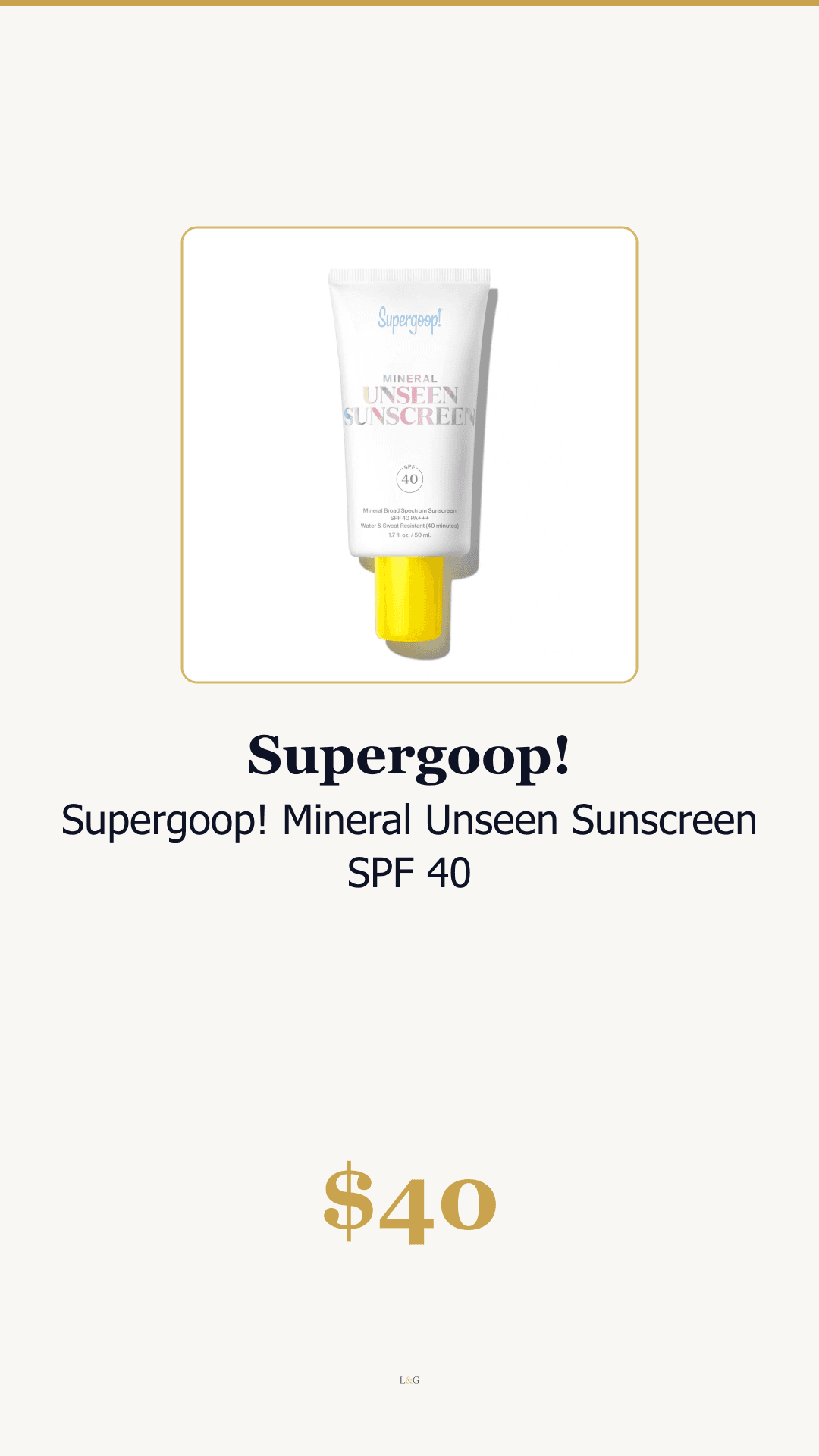 Supergoop! Mineral Unseen Sunscreen SPF 40